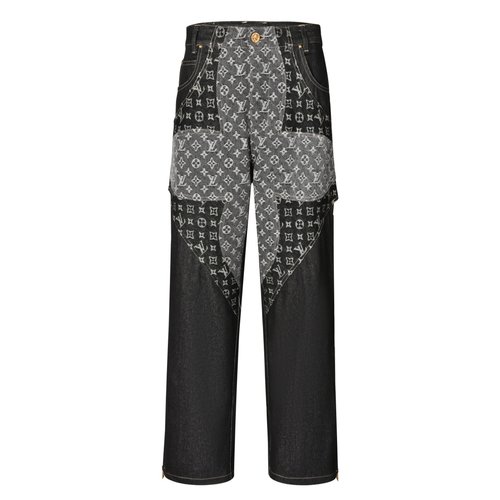Louis Vuitton Clover Floral Spliced Denim Trousers with Luxury Design
