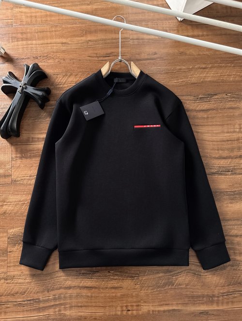 Prada Premium Space Cotton Crewneck Sweatshirt with Delicate Design