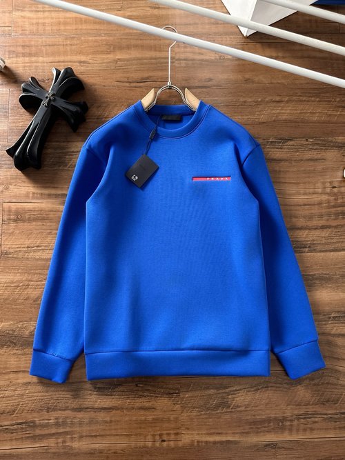 Prada Premium Space Cotton Crewneck Sweatshirt with Delicate Design