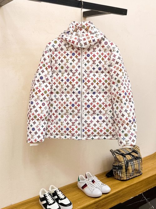 Louis Vuitton Premium Down Jacket with Logo and Colorful Design