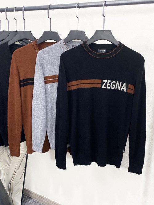 Zegna Luxury Cashmere-wool Blend Sweater with Classic Logo