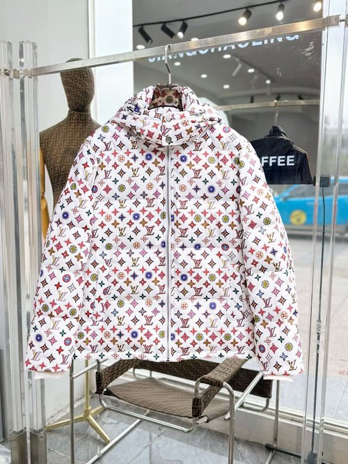 Louis Vuitton 90% Down Filled Jacket with Classic Logo and Color Block