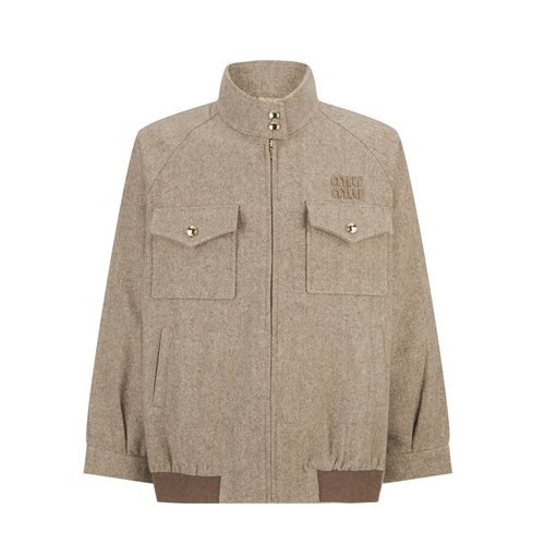 Versace Herringbone Pattern Oversize Jacket with Embroidered Logo