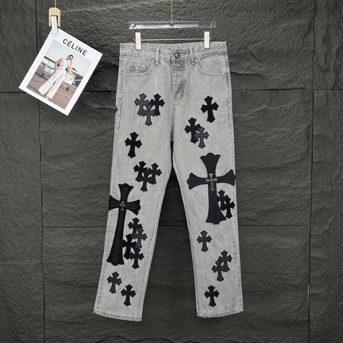 Chrome Hearts Cross-Embroidered Denim Jeans with Classic Straight Fit