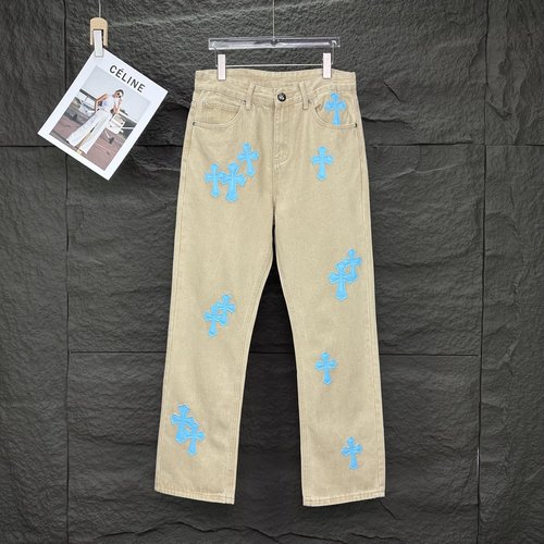Chrome Hearts Limited Edition Light Blue Cross Patch Denim Jeans