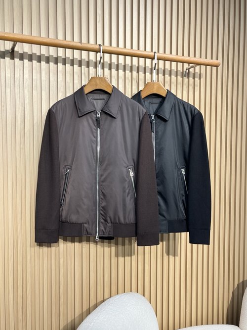 Tom Ford Fashionable Leather-Spliced Zipper Jacket with High Quality