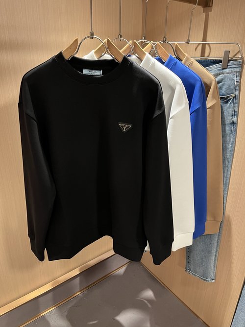 Prada Exclusive Long Sleeve Sweatshirt with Logo Badge