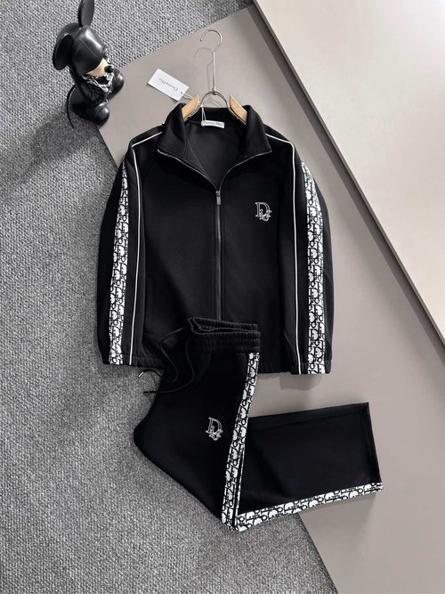 Dior Black Jacquard Zippered Fashionable Suit