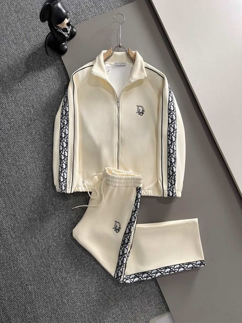 Dior High-quality Solid-color Jacquard Zippered Leisure Suit