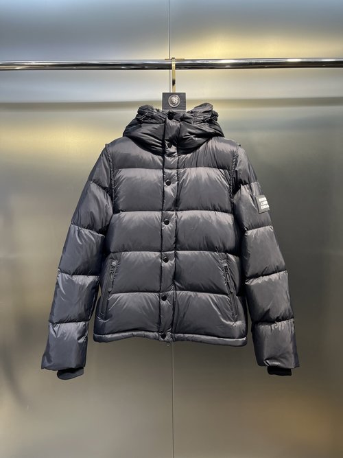 Burberry Down Jacket with Removable Sleeves and Black Hat Trim