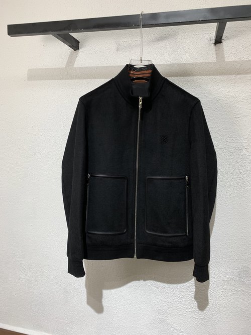 Zegna New Stand - Collar Coat with Embroidery Logo