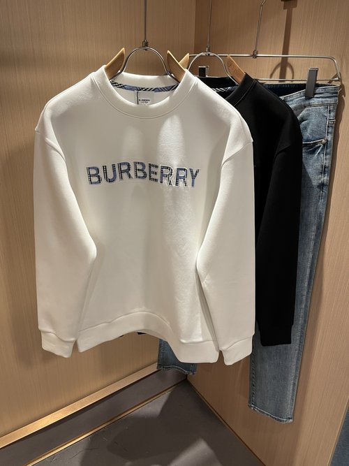 Burberry Cotton Round Neck Sweatshirt with Logo Embroidery