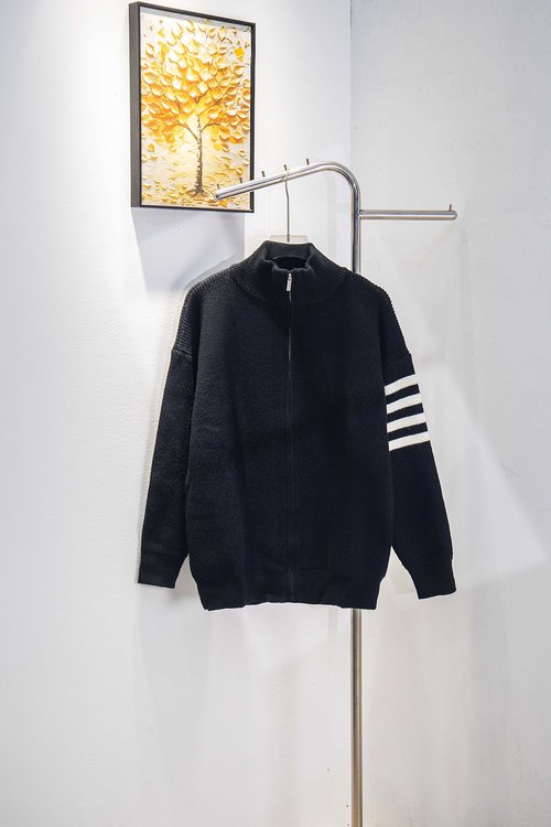 Thom Browne Classic Four-Bar Knit Coat