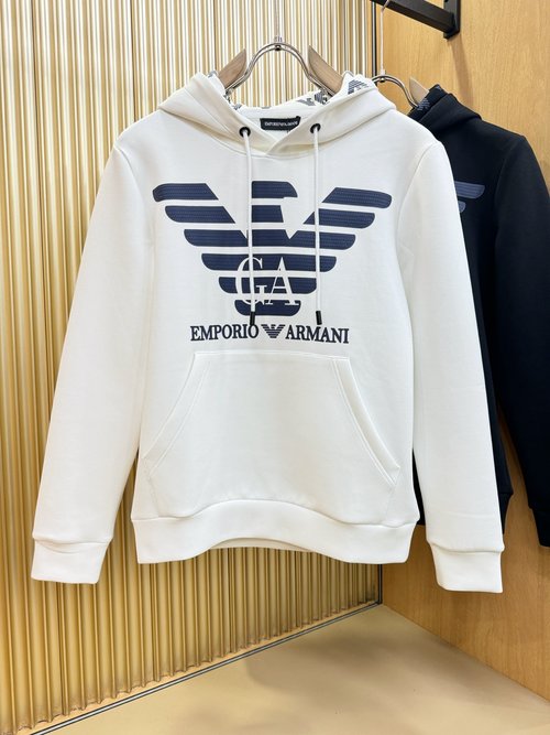 Armani Soft Custom Fabric Hooded Pullover with Logo