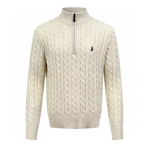 Polo Ralph Lauren Half-Zip Knit Sweater with Embroidered Pony in Apricot