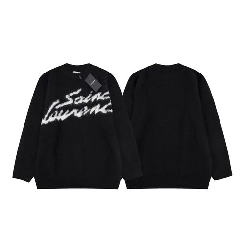 Yves Saint Laurent Mohair Letter Jacquard Sweater, High - end Look