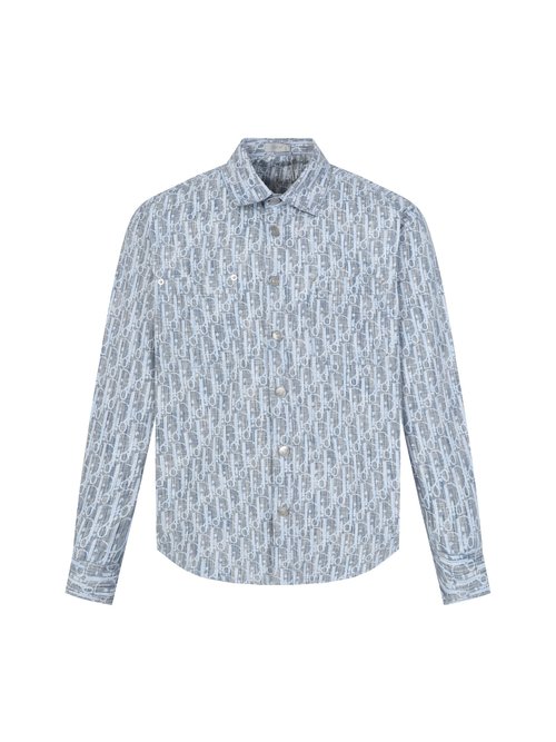 Dior All-over Print Denim Shirt with Custom Aluminum Buttons