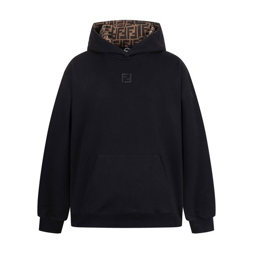 Fendi FF Embroidered Hooded Cotton Sweatshirt