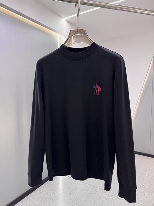 Moncler Embroidery Logo Baby Fleece Undershirt, Black & White