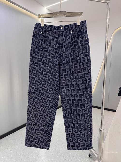 Fendi Lightning pattern casual canvas pants