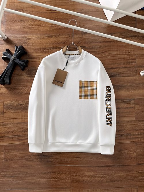Burberry Space Cotton Long Sleeve Pullover, Classic Logo Design