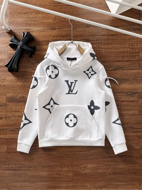 Louis Vuitton Fashionable Hooded Cotton Sweatshirt with Printed Logo