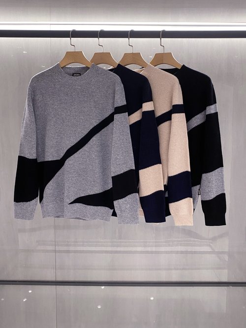 Zegna Luxury Wool Blend Knit Sweater in Four Colors