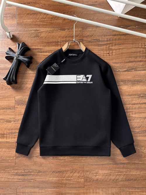 Armani Unisex Round-Neck Pullover Sweatshirt with Pattern