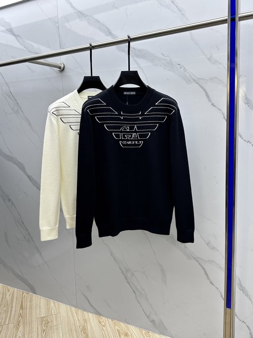 Armani Soft Round-Neck Wool Blend Knit Sweater