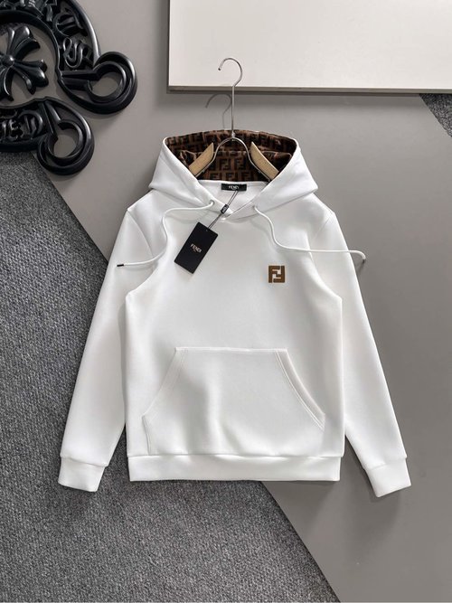 Fendi Fashionable Unisex Cotton Hoodie with Logo
