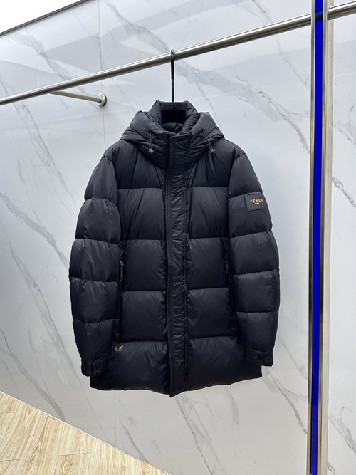 Fendi Fashionable Down Hooded Mid-length Coat