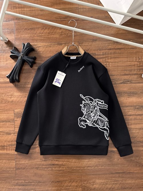 Burberry Reversible Cotton Pullover Sweatshirt with Embroidery