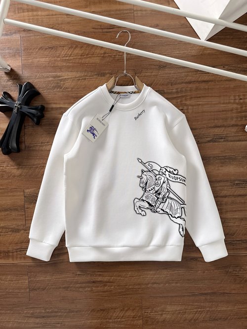 Burberry Reversible Cotton Pullover Sweatshirt with Embroidery