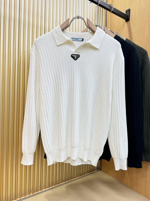Prada Imported Wool Sweater with Distinctive Design