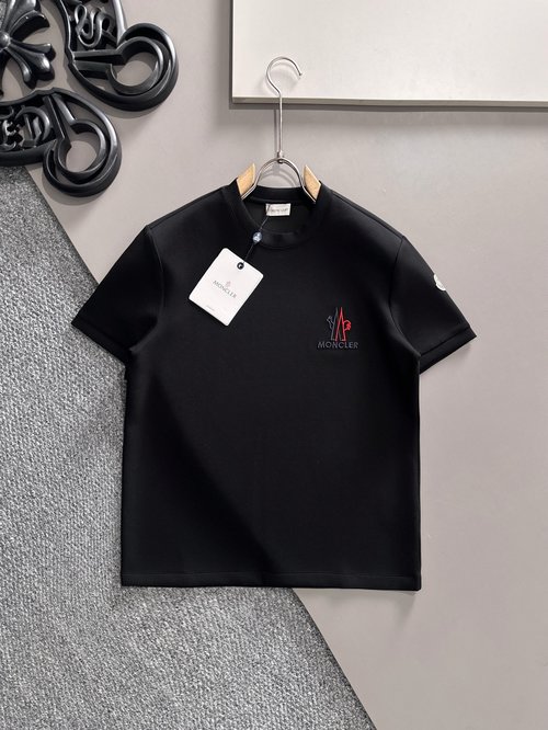 Moncler Embroidered Logo Round Neck Short Sleeve Top