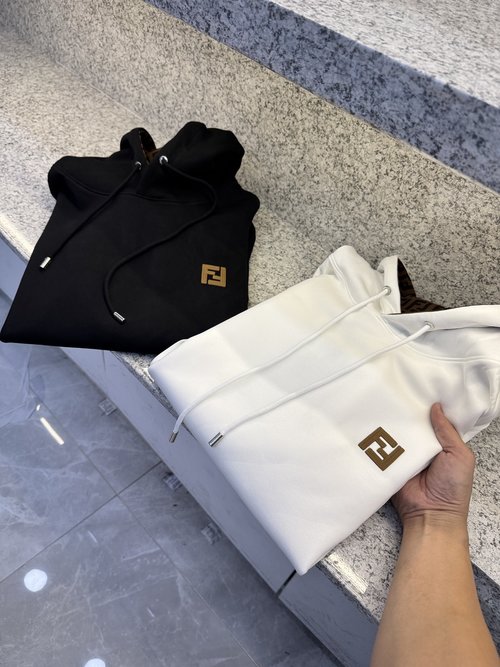 Fendi Hooded Pocket Sweatshirt with Icon Embroidery