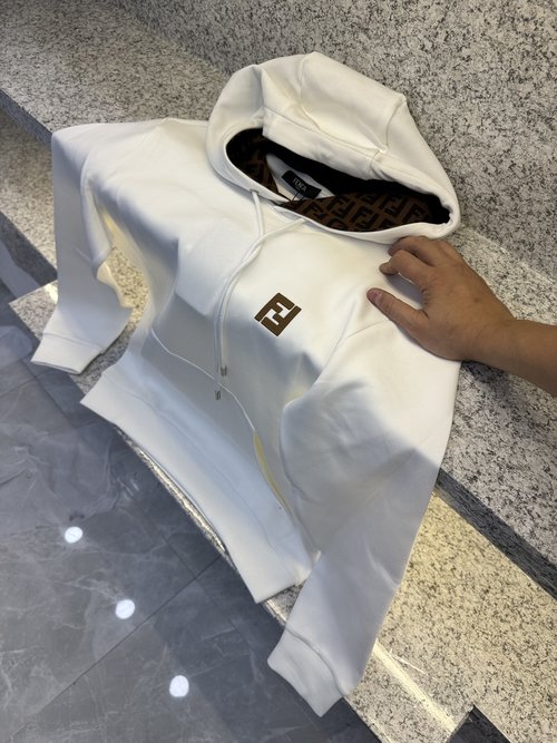 Fendi Hooded Pocket Sweatshirt with Icon Embroidery