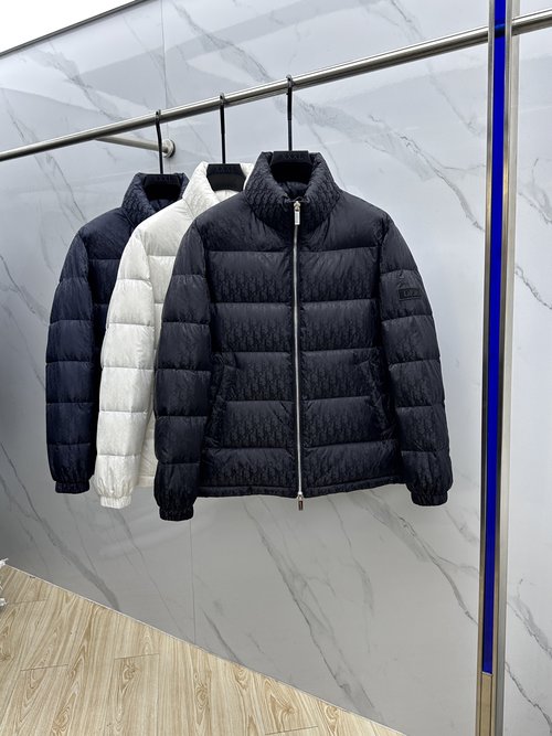 Louis Vuitton Oblique Jacquard Collared High-Tech Down Jacket