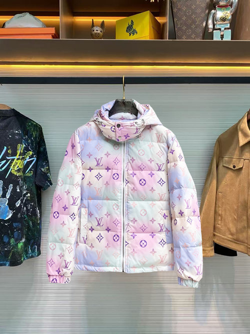 Louis Vuitton Premium 90% Down Jacket with Logo and Color Block