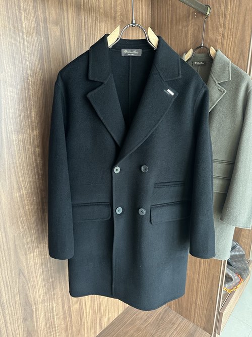 Fendi Elegant Herringbone Wool & Cashmere Blend Overcoat