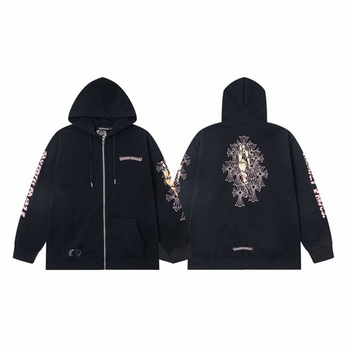 Chrome Hearts Zippered Hoodie with Comic Print