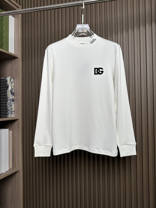 Dolce & Gabbana White Embroidered Long Sleeve Round Neck T-Shirt