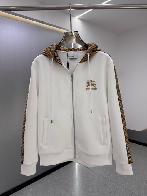 Burberry Vintage Plaid Patchwork Cotton Hoodie for Men and Women