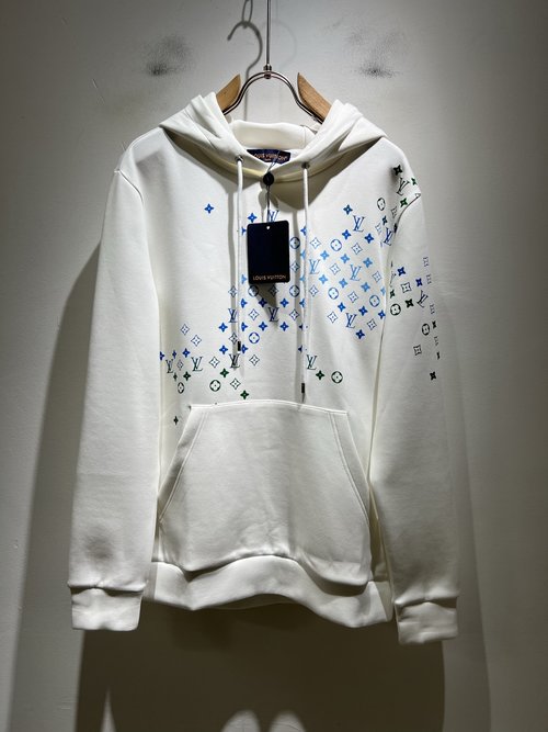 Louis Vuitton Fashionable Unisex Cotton Hoodie with Printed Logo