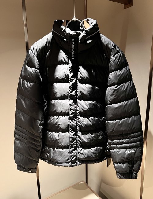 Armani Luxury Lightweight Down Jacket Featuring Logo Print