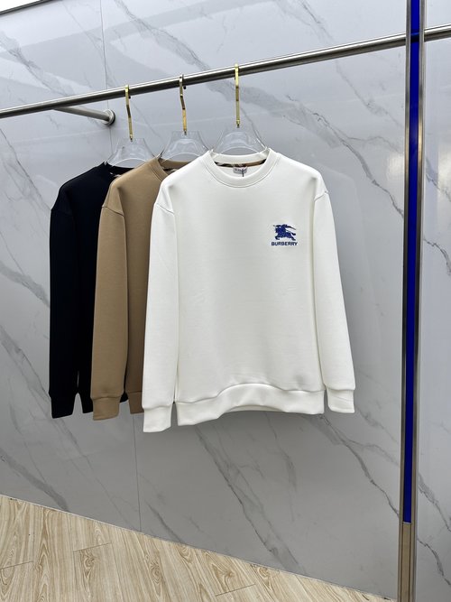 Burberry Embroidered Round-Neck Pullover Hoodie with Elegance