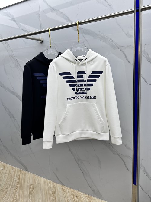 Armani Soft Knit Hoodie with Distinct Logo Design