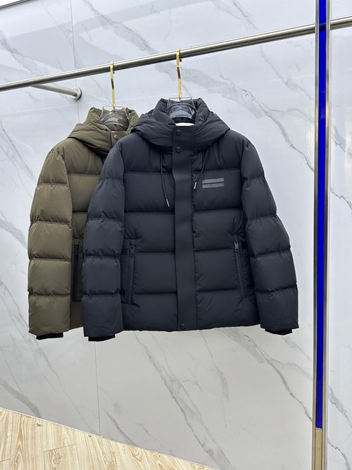 Zegna Stylish Hooded Down Coat featuring Classic Logo