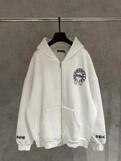Chrome Hearts Premium Quality Zip-up Hoodie with Laser Burnout Design