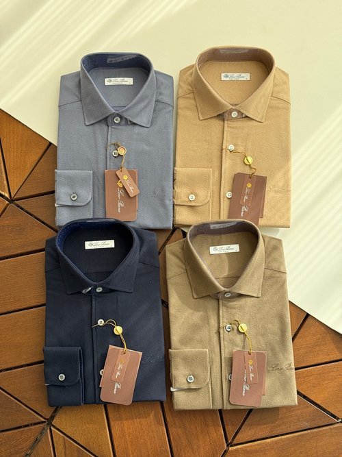 Loro Piana Wool-Cashmere Blend Long-Sleeve Shirt with Embroidered Details